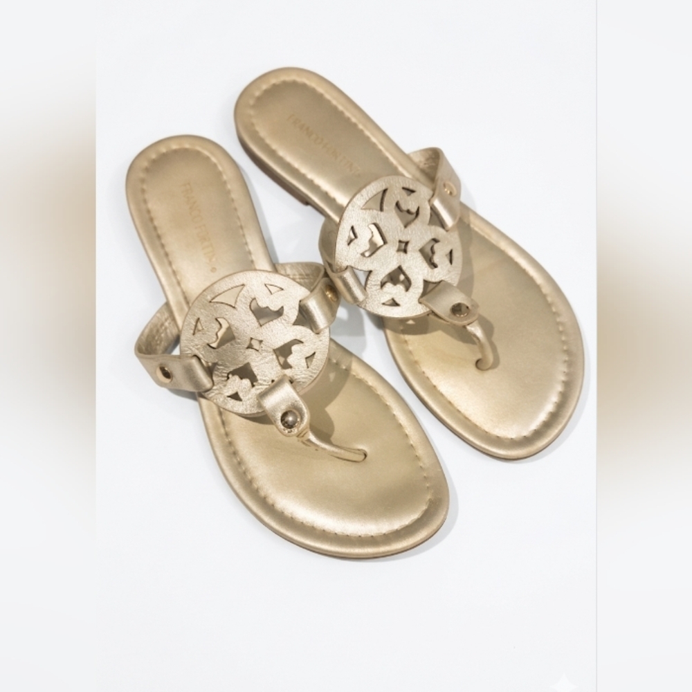 Franco Fortini Gold Leather Women's Sandals~Size 7
